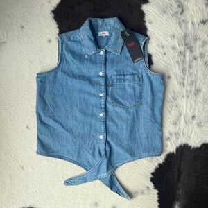 Levi's Blue Sleeveless Button Down Shirt